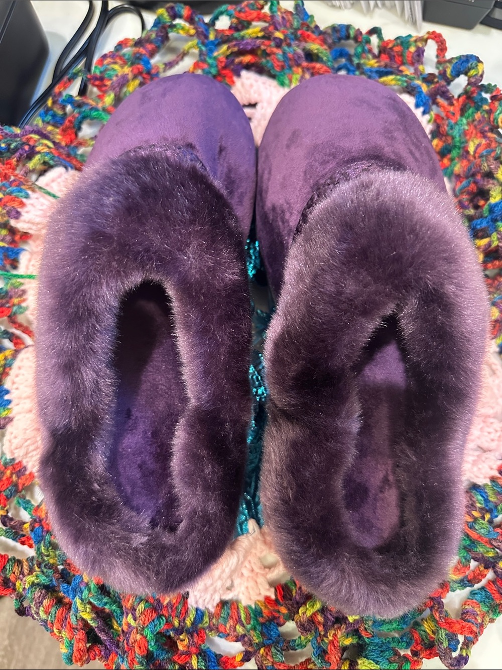 isotoner Purple Plush Slip-On Fur-Lined Women's Slippers